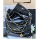 CHANEL 22 Large Handbag Black Shiny Calfskin Gold Tone Metal