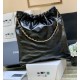 CHANEL 22 Large Handbag Black Shiny Calfskin Gold Tone Metal