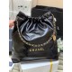 CHANEL 22 Large Handbag Black Shiny Calfskin Gold Tone Metal