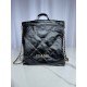 CHANEL Large Back Pack CHANEL 22 Black Shiny Calfskin Gold Tone Metal