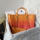 CHANEL Shopping Bag Orange Coral Pink Shaded Calfskin Silver Tone Metal