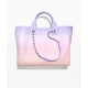 CHANEL Shopping Bag Light Purple Pink Coral Shaded Calfskin Silver Tone Metal