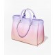 CHANEL Shopping Bag Light Purple Pink Coral Shaded Calfskin Silver Tone Metal