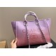 CHANEL Shopping Bag Light Purple Pink Coral Shaded Calfskin Silver Tone Metal