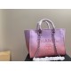 CHANEL Shopping Bag Light Purple Pink Coral Shaded Calfskin Silver Tone Metal