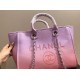 CHANEL Shopping Bag Light Purple Pink Coral Shaded Calfskin Silver Tone Metal