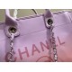 CHANEL Shopping Bag Light Purple Pink Coral Shaded Calfskin Silver Tone Metal