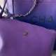 CHANEL Shopping Bag Purple Blue Dark Blue Shaded Calfskin Silver Tone Metal