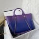 CHANEL Shopping Bag Purple Blue Dark Blue Shaded Calfskin Silver Tone Metal