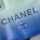 CHANEL Shopping Bag Turquoise Blue Shaded Calfskin Silver Tone Metal