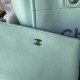 CHANEL Shopping Bag Turquoise Blue Shaded Calfskin Silver Tone Metal