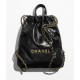 CHANEL 22 Backpack Black Shiny Calfskin Gold Tone Metal