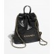 CHANEL 22 Backpack Black Shiny Calfskin Gold Tone Metal