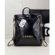 CHANEL 22 Backpack Black Shiny Calfskin Gold Tone Metal