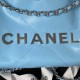 CHANEL 22 Mini Handbag Blue Shiny Calfskin Gold Tone Metal