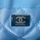 CHANEL 22 Mini Handbag Blue Shiny Calfskin Gold Tone Metal