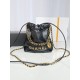 CHANEL 22 Mini Handbag Black Calfskin Gold Tone Lacquered Metal