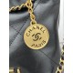 CHANEL 22 Mini Handbag Black Calfskin Gold Tone Lacquered Metal