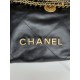 CHANEL 22 Mini Handbag Black Calfskin Gold Tone Lacquered Metal