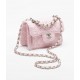 CHANEL Mini Flap Bag Pink Light Beige Tweed Silver Tone Metal