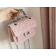 CHANEL Mini Flap Bag Pink Light Beige Tweed Silver Tone Metal