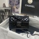 CHANEL Mini Flap Bag Black Shiny Crumpled Calfskin Black Metal