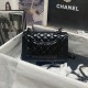 CHANEL Mini Flap Bag Black Shiny Crumpled Calfskin Black Metal