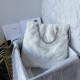 CHANEL Large Backpack White Shearling Lambskin Silver Tone Metal