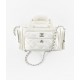 CHANEL Large Bowling Bag White Nylon Silver Tone Metal