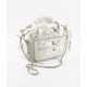 CHANEL Large Bowling Bag White Nylon Silver Tone Metal