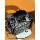 CHANEL Large Bowling Bag Black Nylon Silver Tone Metal