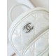 CHANEL Backpack White Nylon Silver Tone Metal