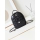 CHANEL Backpack Black Nylon Silver Tone Metal