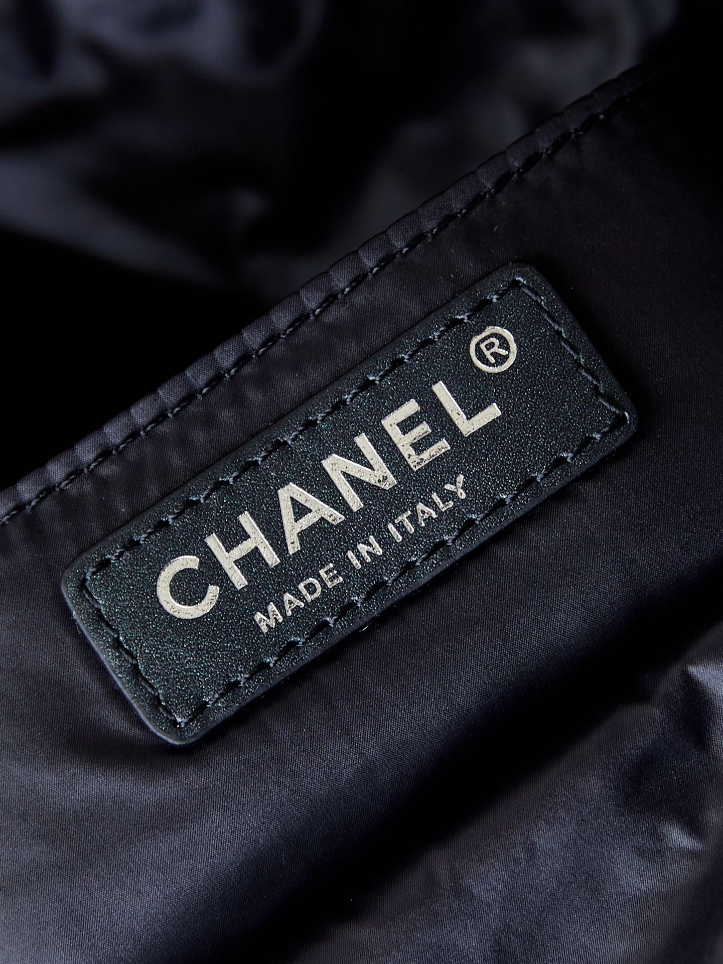 CHANEL Backpack Black Nylon Silver Tone Metal