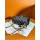 CHANEL Mini Flap Bag Black Shiny Lambskin Imitation Pearls Gold Tone Metal