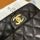 CHANEL Mini Flap Bag Black Shiny Lambskin Imitation Pearls Gold Tone Metal