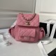 CHANEL Small Backpack Coral Pink Grained Shiny Calfskin Gold Tone Metal