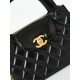 CHANEL Mini Shopping Bag Black Shiny Aged Calfskin Gold Tone Metal