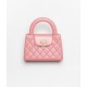 CHANEL Mini Shopping Bag Coral Pink Shiny Aged Calfskin Gold Tone Metal