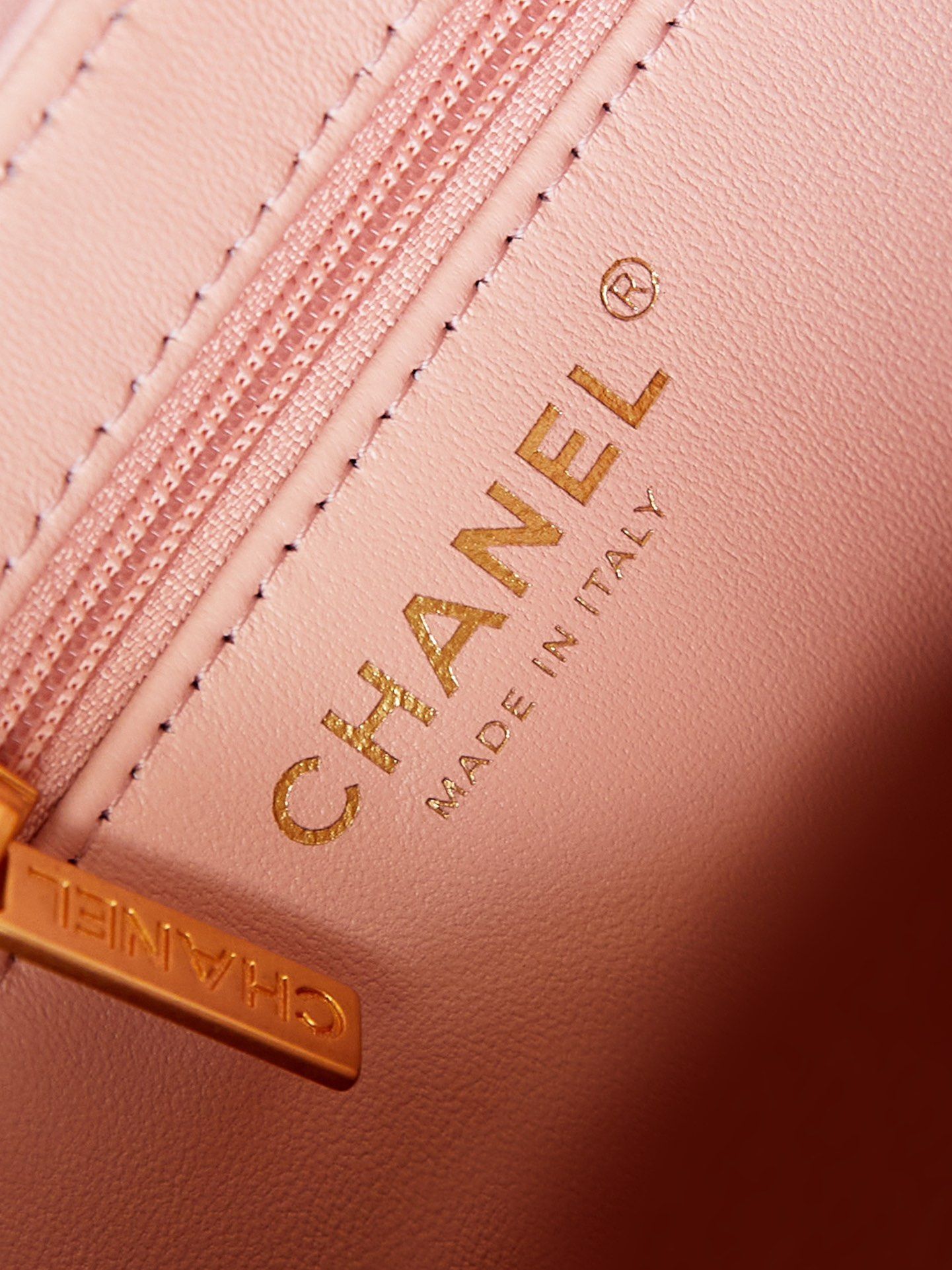 CHANEL Mini Shopping Bag Coral Pink Shiny Aged Calfskin Gold Tone Metal