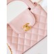 CHANEL Mini Shopping Bag Coral Pink Shiny Aged Calfskin Gold Tone Metal