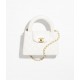 CHANEL Mini Shopping Bag White Shiny Crumpled Calfskin Gold Tone Metal