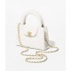 CHANEL Mini Shopping Bag White Shiny Crumpled Calfskin Gold Tone Metal