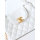 CHANEL Mini Shopping Bag White Shiny Crumpled Calfskin Gold Tone Metal