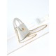 CHANEL Mini Shopping Bag White Shiny Crumpled Calfskin Gold Tone Metal