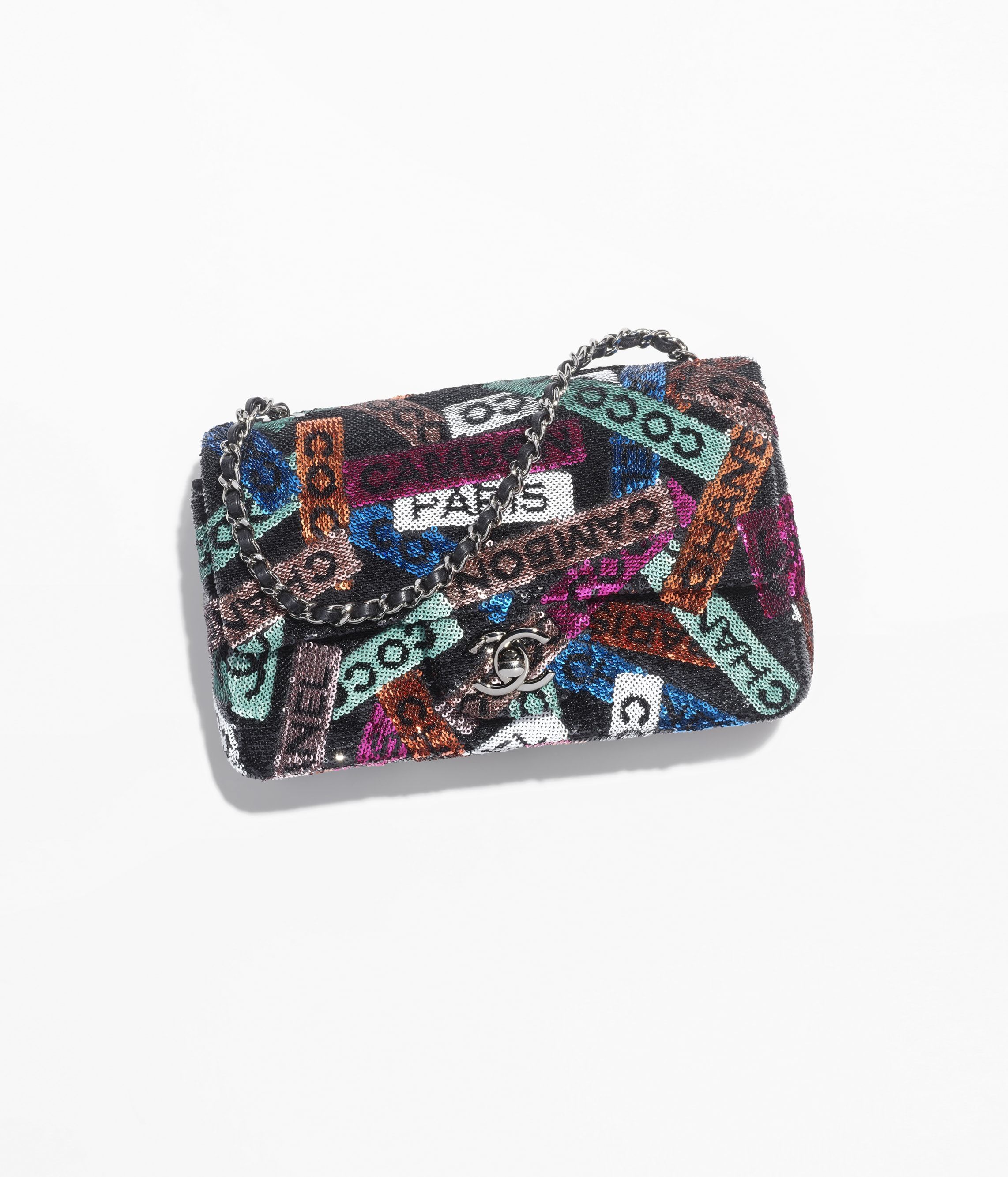 CHANEL Small Flap Bag Multicolor Sequins Ruthenium Finish Metal