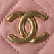 CHANEL Hobo Handbag Coral Pink Shiny Lambskin Gold Tone Metal