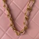 CHANEL Hobo Handbag Coral Pink Shiny Lambskin Gold Tone Metal