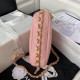 CHANEL Hobo Handbag Coral Pink Shiny Lambskin Gold Tone Metal