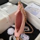 CHANEL Hobo Handbag Coral Pink Shiny Lambskin Gold Tone Metal